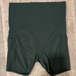 Poshdivah Women's Maternity Dark Green Bike Shorts